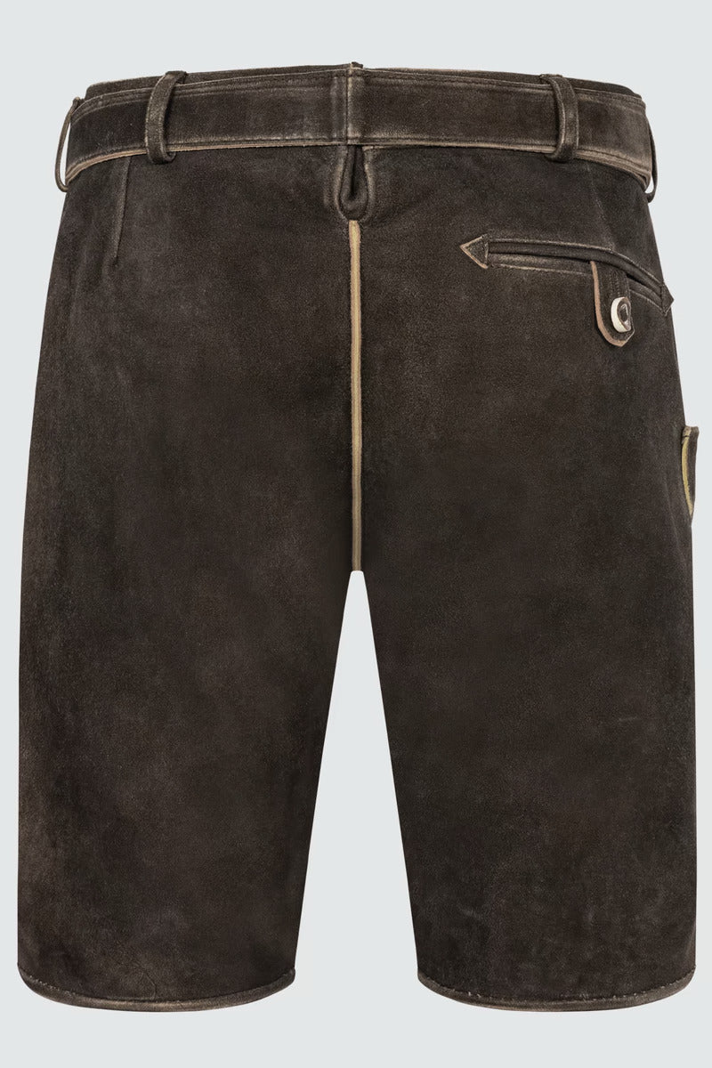 Kruger Men's Lederhosen "Adreon" (brown) with Belt (52)