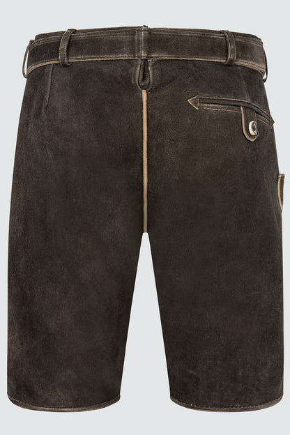 Kruger Men's Lederhosen "Adreon" (brown) with Belt (52)