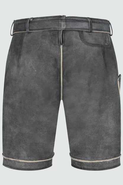 Kruger Men's Lederhosen "Kuno" with belt (anthracite) size 50