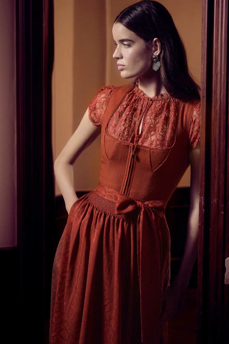 Kruger Midi Dirndl 2pc 60cm "Zanira" red