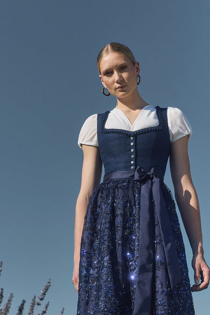 Kruger Long Dirndl 2pcs. 70cm "Fayana" blue