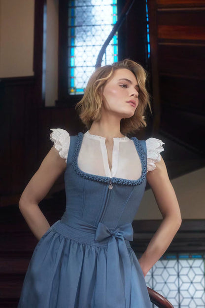 Kruger Midi Dirndl 2pc 60cm "Jocelyn" blue (34,44)