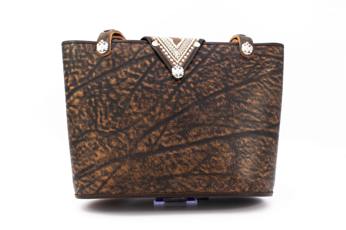 Handbag "Ovoid" in brown with "classic" embroidery pattern