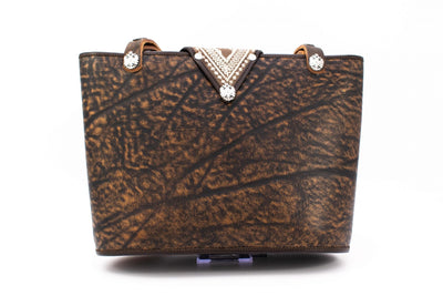 Handbag "Ovoid" in brown with "classic" embroidery pattern
