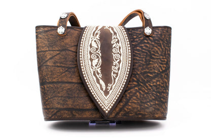 Austrian Structured Leather "Ovoid" Handbag with Classic Traditional Embroidery