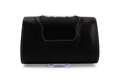 Black clutch with floral embroidery