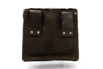 Vintage French Radio Operator Style Shoulder Purse with Golden Stag Appliqué & Rifle Strap