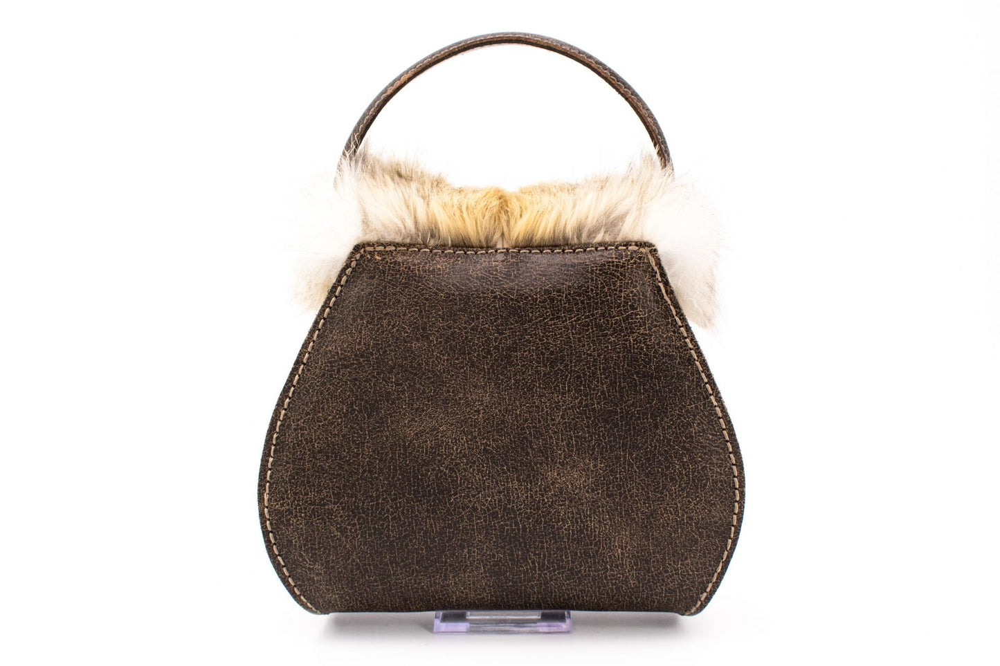 Austrian Forest Green Leather Envelope Purse with Premium Fox Fur & Stag Emblem