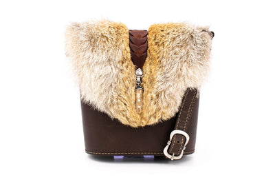 Small bag "Opera glasses" in brown with fox fur