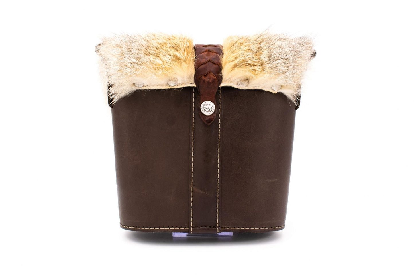 Austrian Structured Leather "Opera Glasses" Micro Bag with Genuine Fox Fur