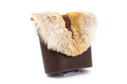 Austrian Structured Leather "Opera Glasses" Micro Bag with Genuine Fox Fur