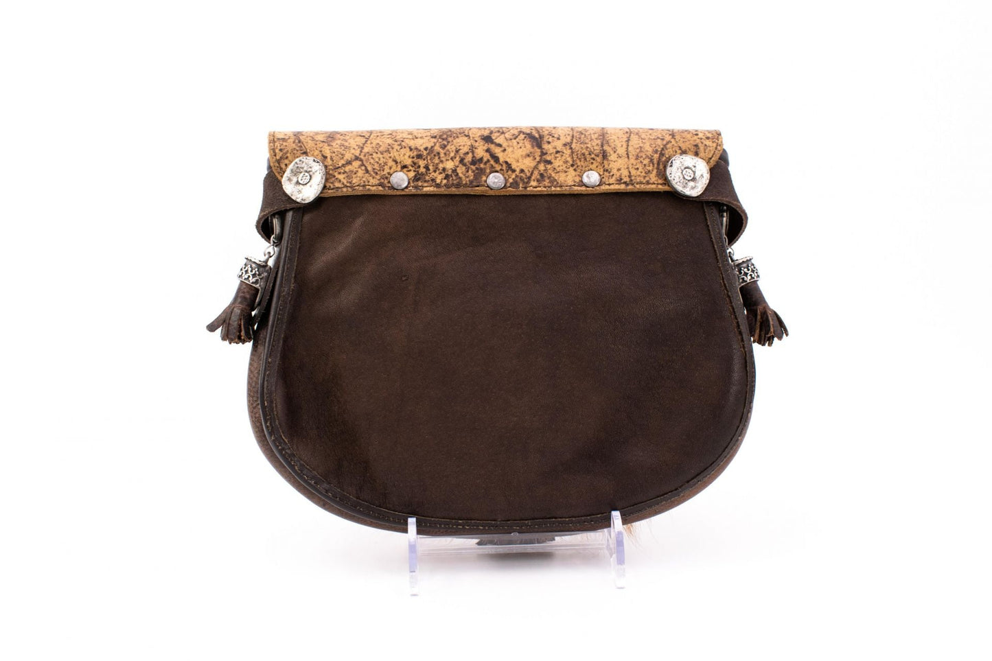 Austrian Structured Leather Handbag with Full Fox Fur & Shield Crest Appliqué