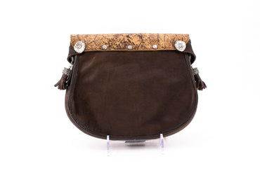 Austrian Structured Leather Handbag with Full Fox Fur & Shield Crest Appliqué