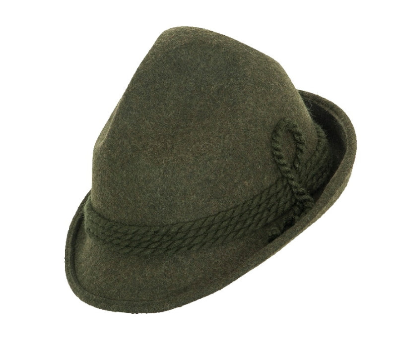 Loden Tricorn Hiking Hat — 100% Wool, Olive