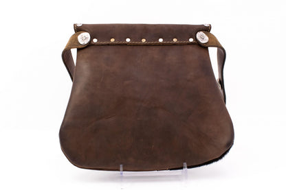 Austrian Leather Kilt Waist Bag with Fur Accent & Integrated Hip Flask