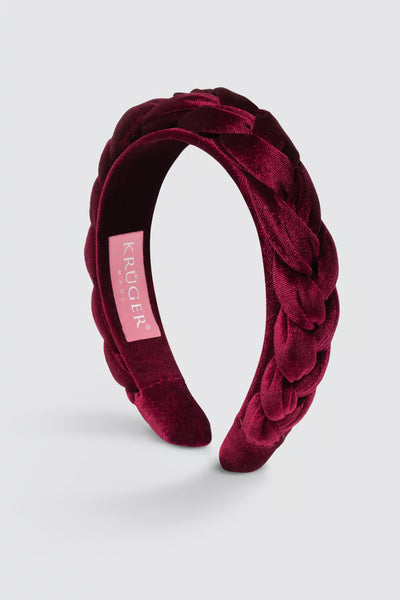 Braided Velvet Headband (red)