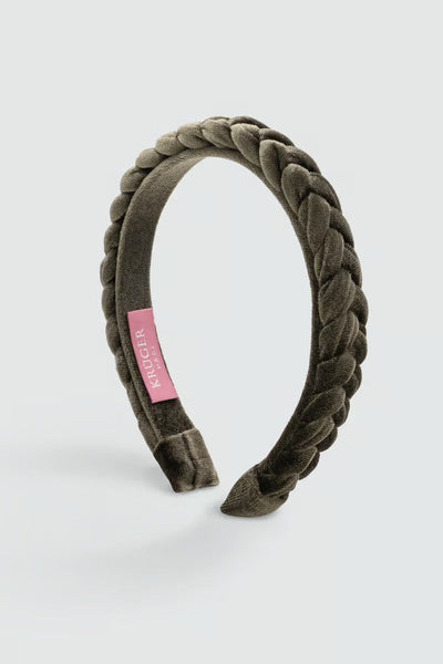 Narrow Velvet Headband (olive)