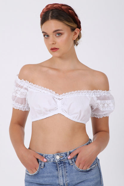 Kruger Ebony Carmen dirndl blouse in white