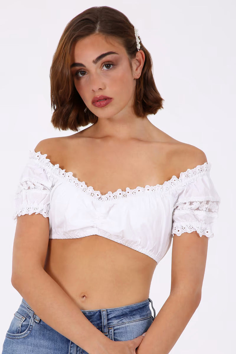 Kruger Dirndl Blouse "Snow Flower" white (38) closeout