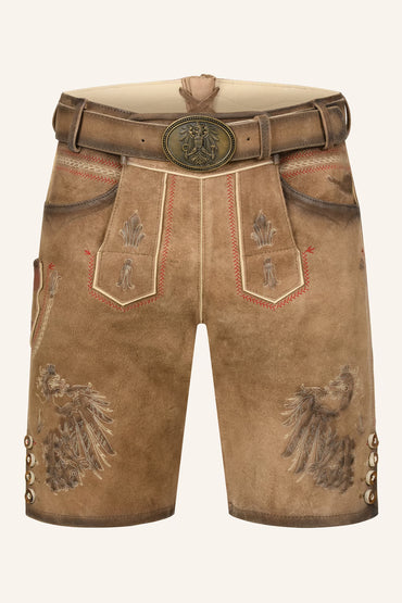 Kruger Men's Lederhosen "Mei Hoamat" Brown with Belt