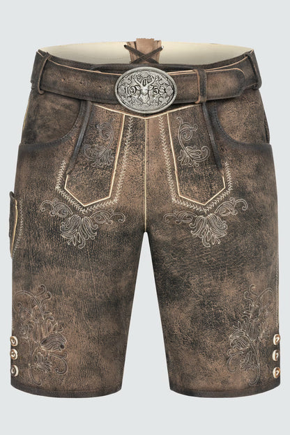 Kruger Men's Lederhosen "Arijus" with belt - Brown