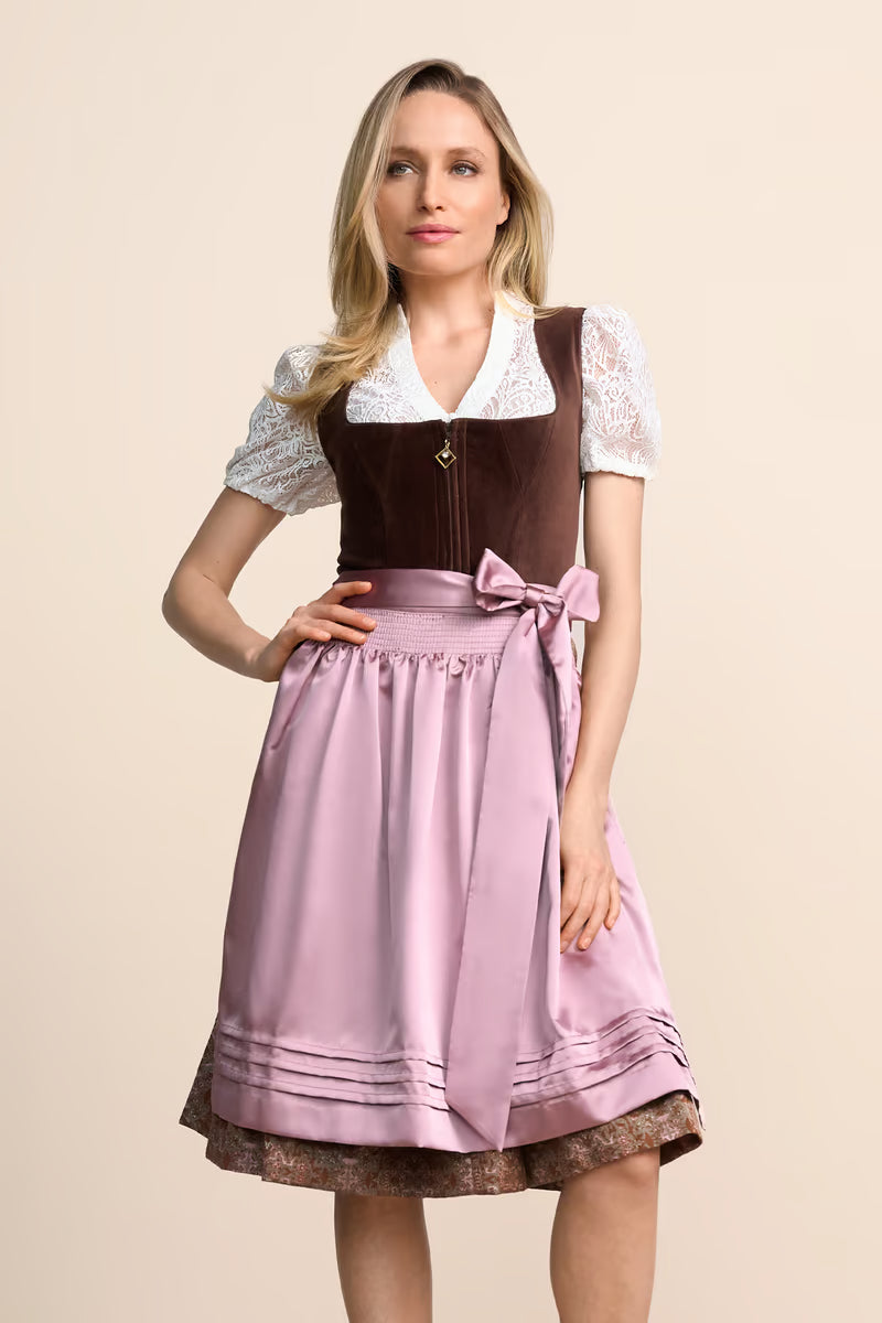 Kruger Midi Dirndl 2pcs. 60cm "Cerys" brown (34,36)