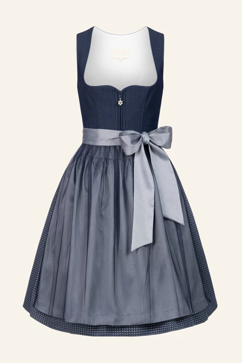 Kruger Midi Dirndl 2pcs. 60cm "Tessi" blue (size 48)