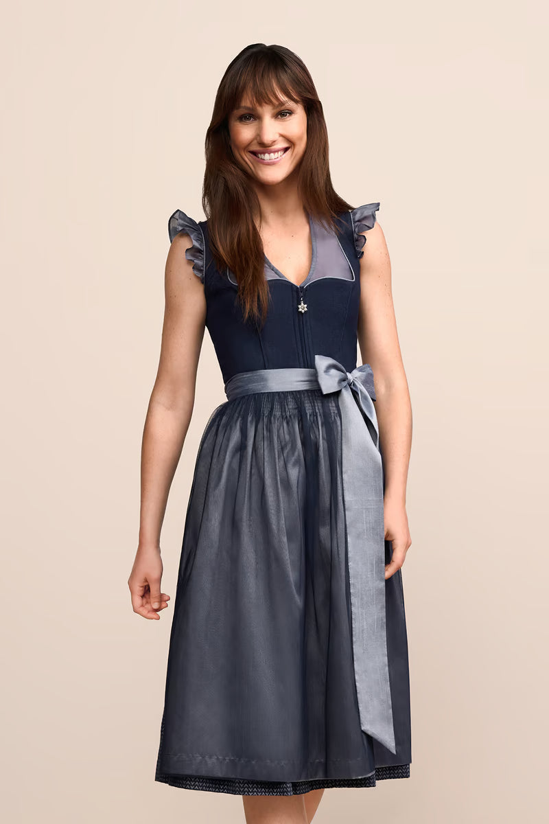 Kruger Long Dirndl 2pcs. 70cm "Tessi" blue (size 44)