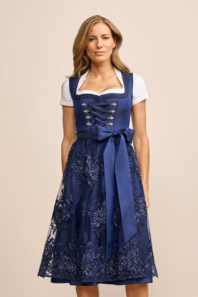 Kruger Long Dirndl 2pcs. 70cm "Ziska" blue