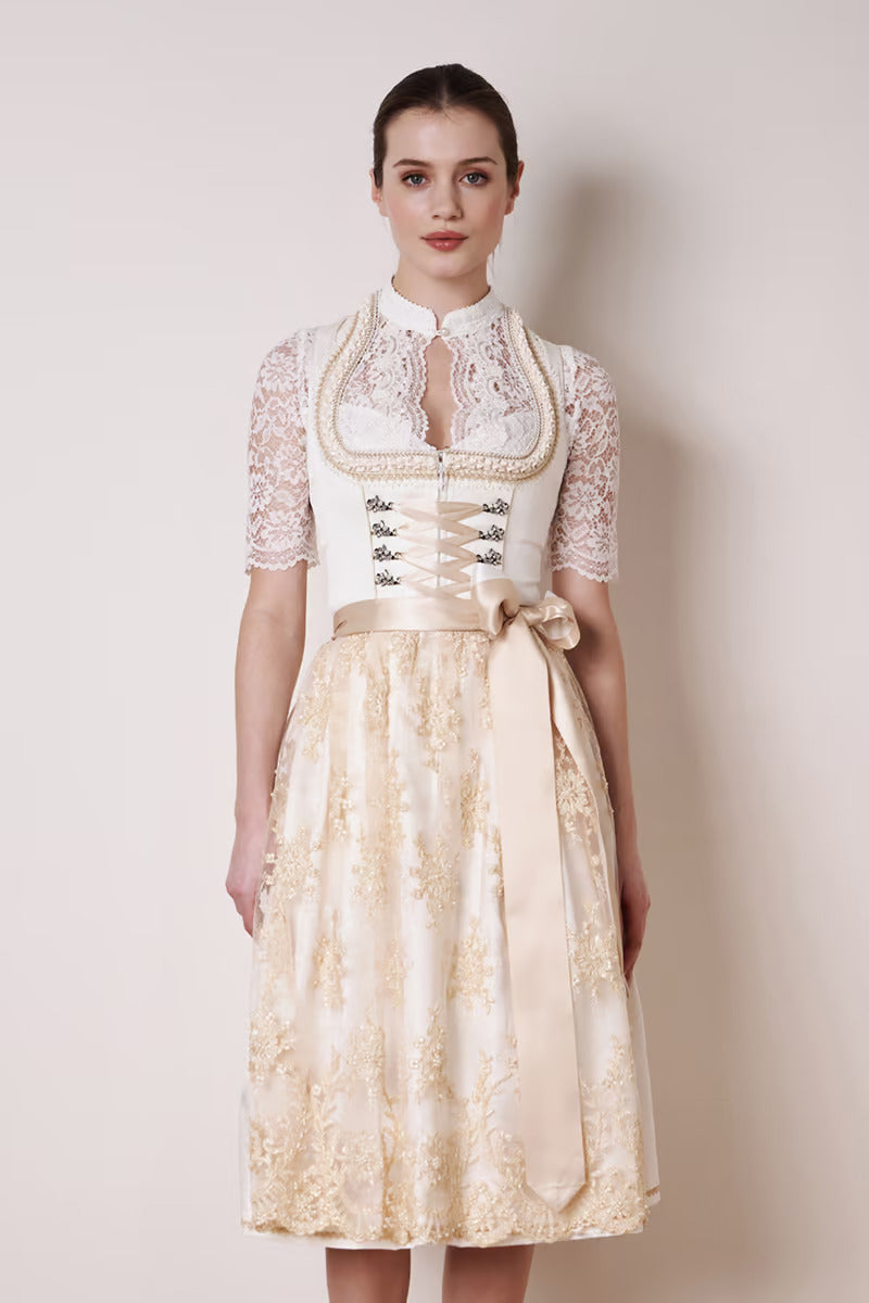 Kruger Long Dirndl 2pcs. 70cm "Benedita" ecru