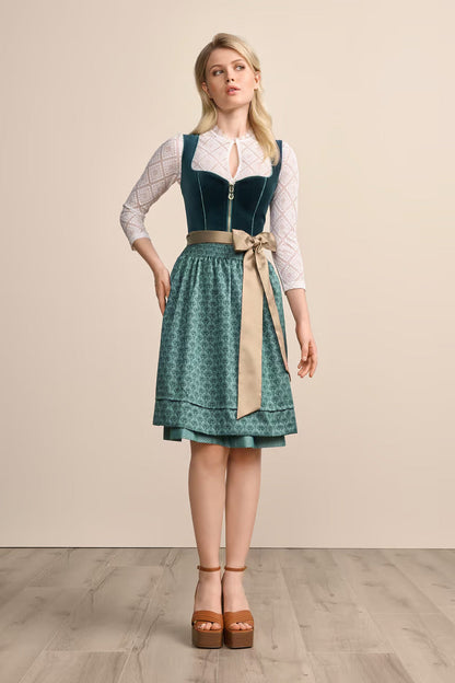 Kruger Fadia Midi Dirndl, Green — 60cm 2pc Set