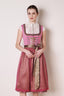 Fuchsia red Kruger Midi Dirndl with double-layered apron and tiered neckline detailing.
