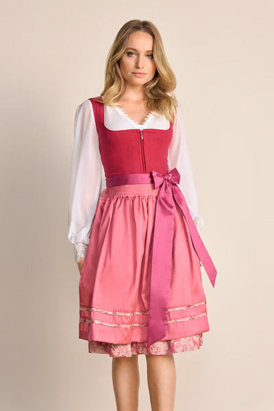 Kruger Midi Dirndl 2pcs. 60cm "Flaminia" red (closeout)