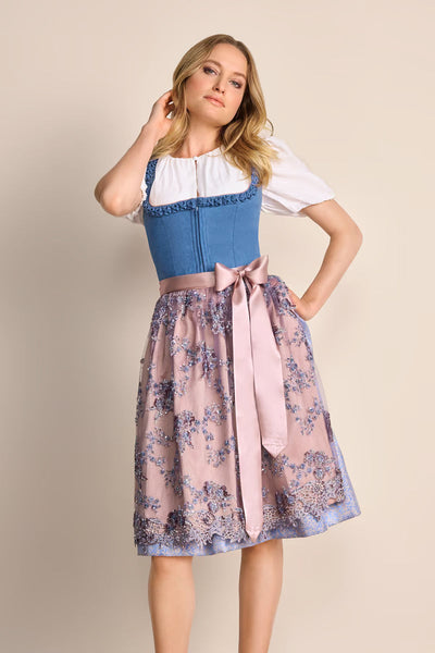 Kruger Midi Dirndl 2pc 60cm "Ola" blue