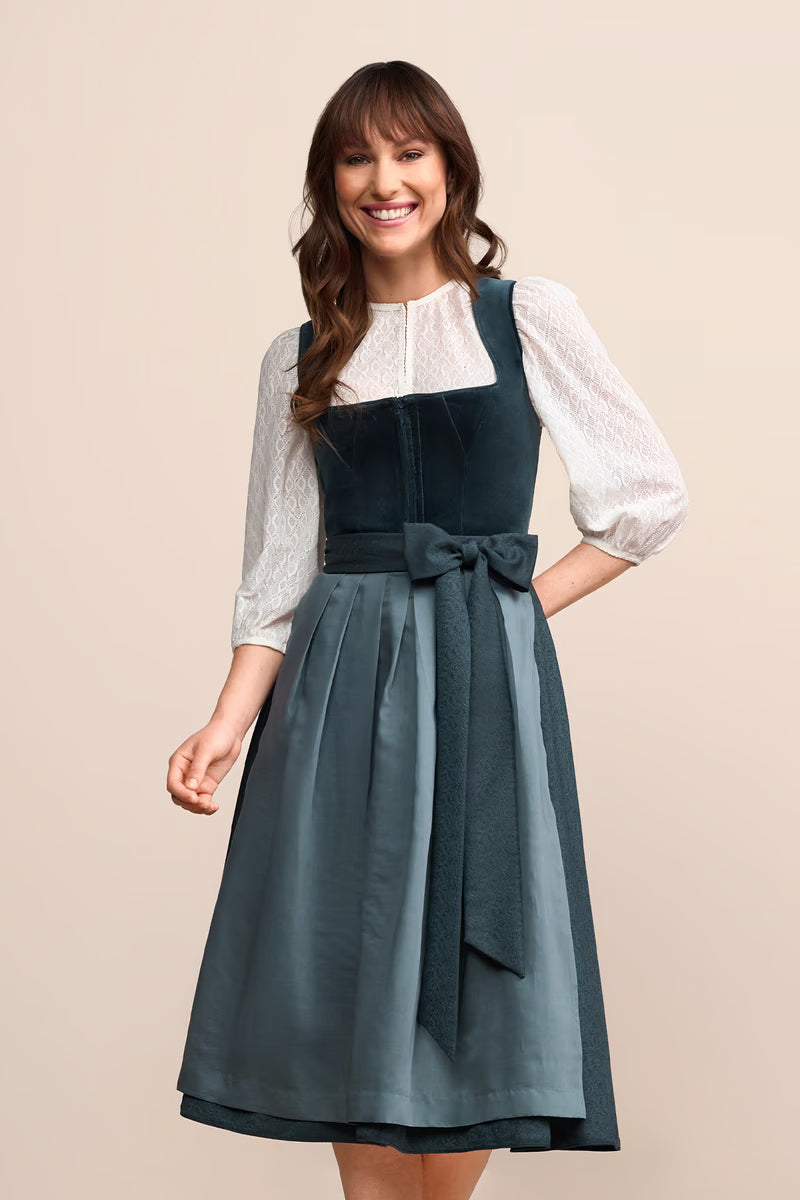 Kruger Long Dirndl 2pcs. 70cm "Lynette" blue