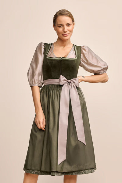 Kruger Long Dirndl 2pcs. 70cm "Farine" green