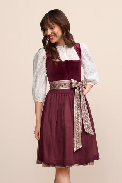 Kruger Midi Dirndl 2pcs. 60cm "Elaina" red