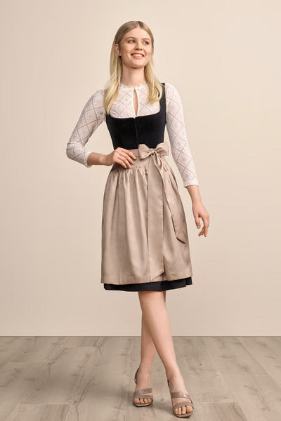 Kruger Midi Dirndl 2pcs. 60cm "Suzanne" black