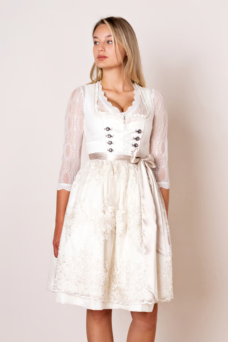 Kruger Wedding Dirndl 2pcs. 60cm "Eudora" ecru