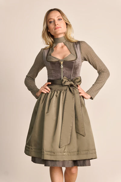 Kruger Midi Dirndl 2pcs. 60cm "Ester" olive