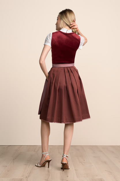Kruger Midi Dirndl 2pcs. 60cm "Milda" red (40)