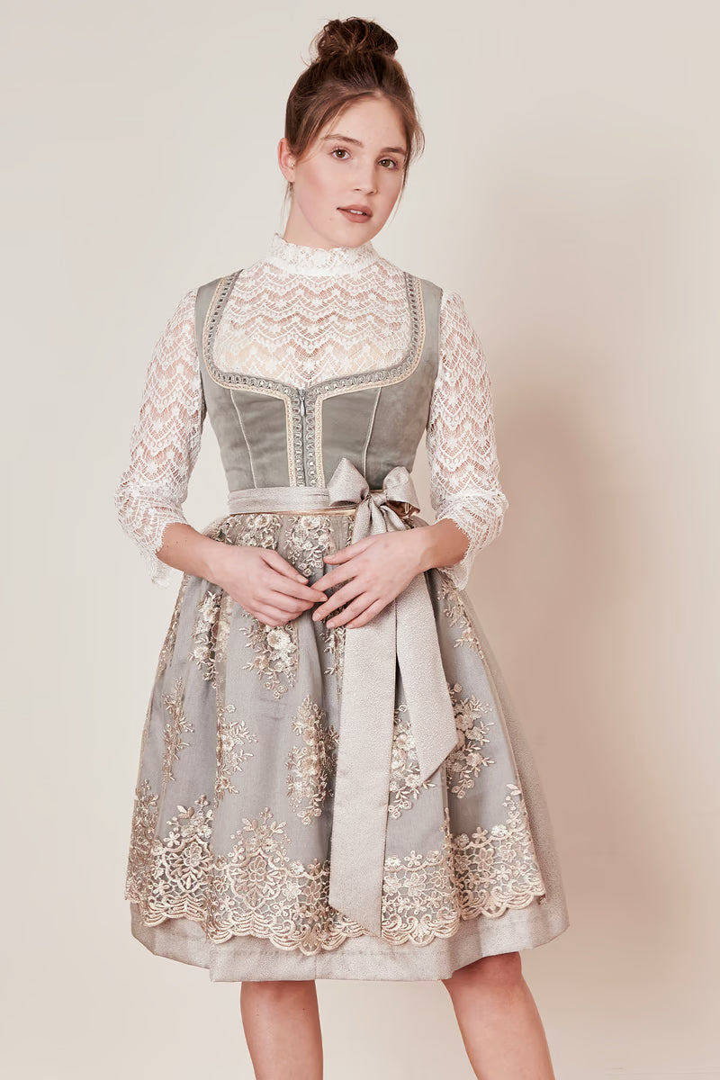 Kruger Aurea Midi Dirndl, Grey — 60cm 2pc Set
