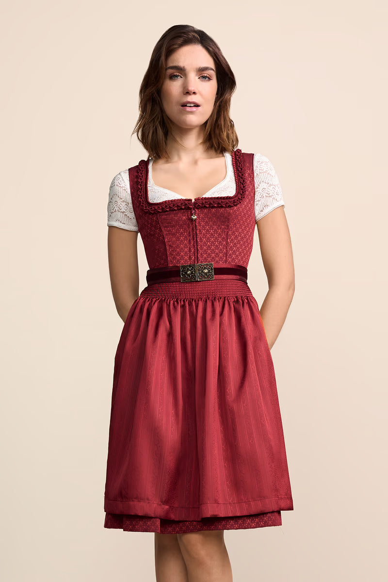 Kruger Brigitta Midi Dirndl, Red — 60cm 2pc Set