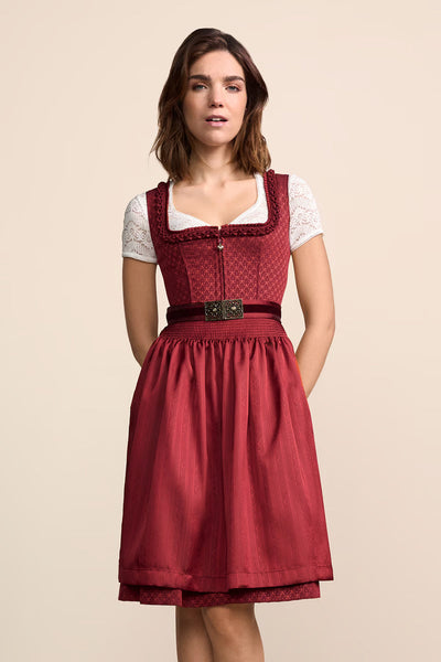 Kruger Brigitta Midi Dirndl, Red — 60cm 2pc Set