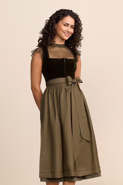 Krüger 'Zephyrae' Velvet Dirndl, Olive — 80cm
