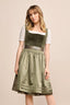 Kruger Midi Dirndl Aurela in green with velvet bodice and delicately patterned skirt.