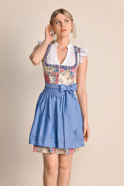 Kruger Mini Dirndl 2pcs. 50cm "Makena" blue (size 34)