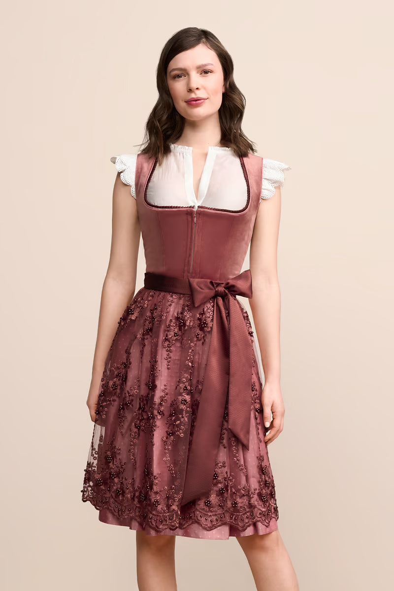 Kruger Midi Dirndl 2pcs. 60cm "Kaelyn" red