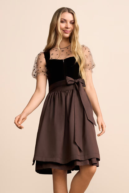 Kruger Delvara Midi Dirndl, Brown — 60cm 2pc Set
