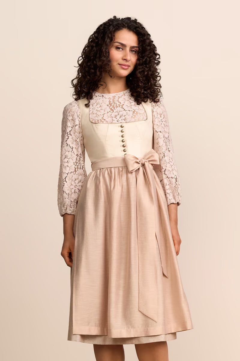 Krüger Isleen Long Dirndl, Beige — 70cm 2pc Set